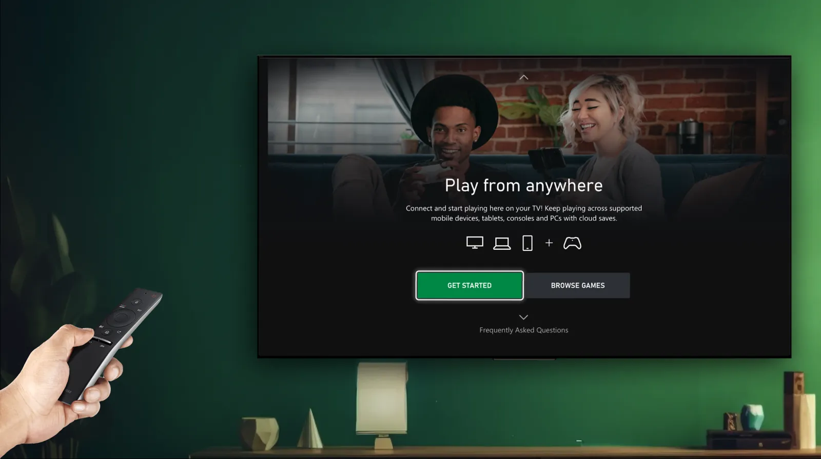 Play from anywhere slide on TV.