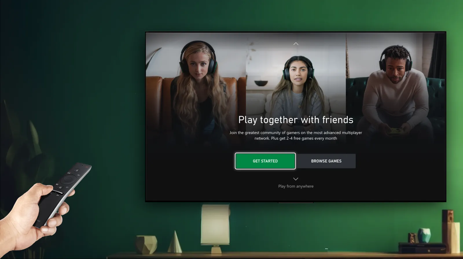 Play together with friends slide on TV.