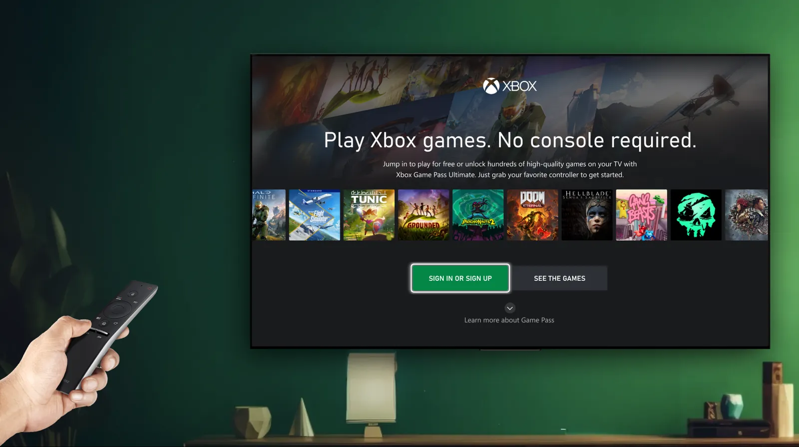 Smart TV landing: Play Xbox games. No console required.